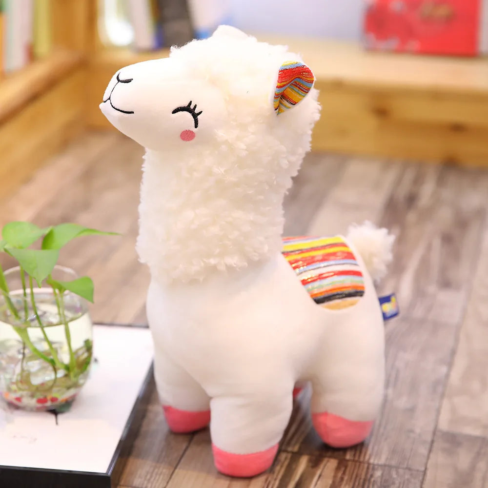 Kawaii Alpaca Llama Plush Toy | Soft Stuffed Smiling Animal Doll | 4 Colours | 25cm