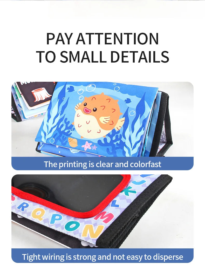 Black & White Baby Cloth Book | Montessori Sensory Toy with Mirror for Newborns 0–12 Months
